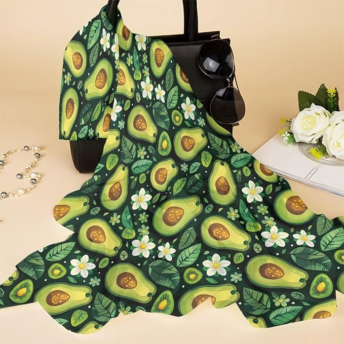 Green Avocado Flower Print Beach Towel 66x44 inch,Woven Microfiber Sand Free Soft Beach Towel Quick Dry Pool Towel Lightweight Beach Bath Towel for Adult Teenagers, Decorative Size S