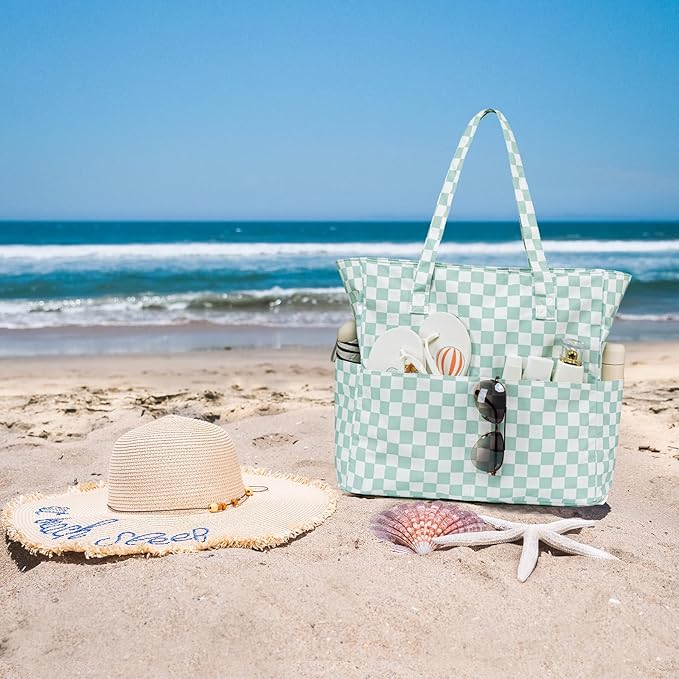 Bluboon Beach Bags for Women, Large Waterproof Tote Bag With Wet Compartment for Pool Weekender Travel Gym