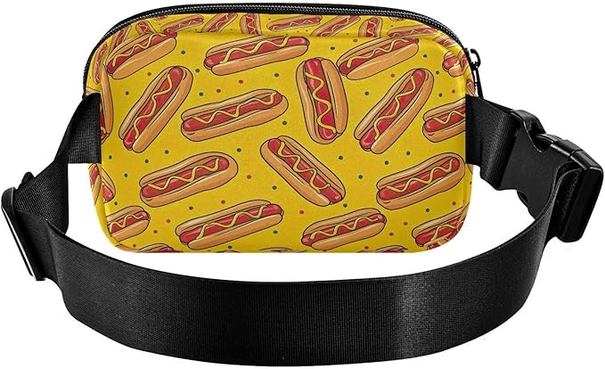 Funny Hot Dog Fanny Pack for Women Men Water Resistant Fashion Waist Packs with Adjustable Strap Belt Bag for Travel Workout Jogging Hiking 21220332