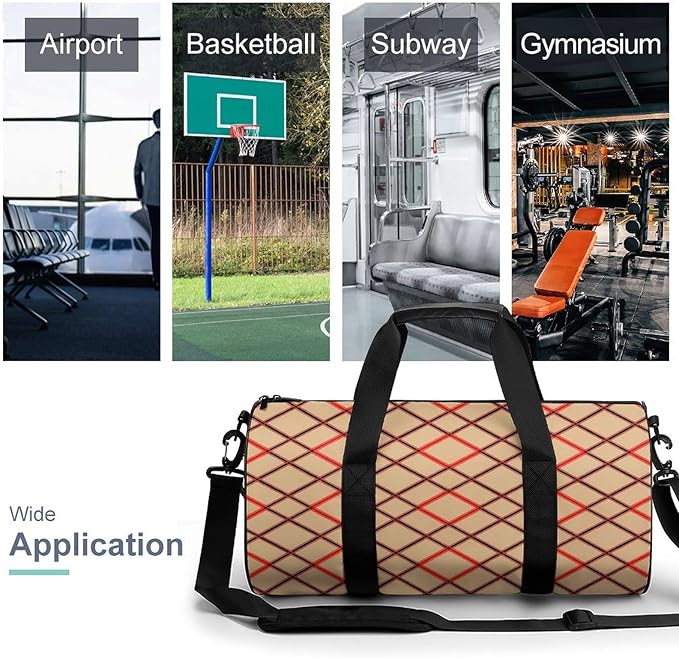 Large Capacity Carry On Weekender Overnight Bag Black Red Beige And White Plaid Tartan Beach Swim Bags Men Women Duffle Bag for Travel, Sports