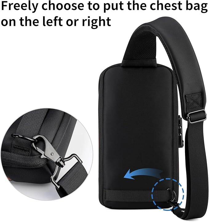 Kingsons Sling Crossbody Bag Anti-theft Chest Shoulder Backpack for Men Waterproof Minimalist Casual Daypack for Travel Gym