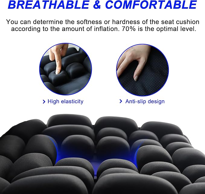 Travel Cushion,Patented Portable & Adjustable Airplane seat Cushion for Long Flights,Inflatable Cushion for Wheelchair, Travel,Driving