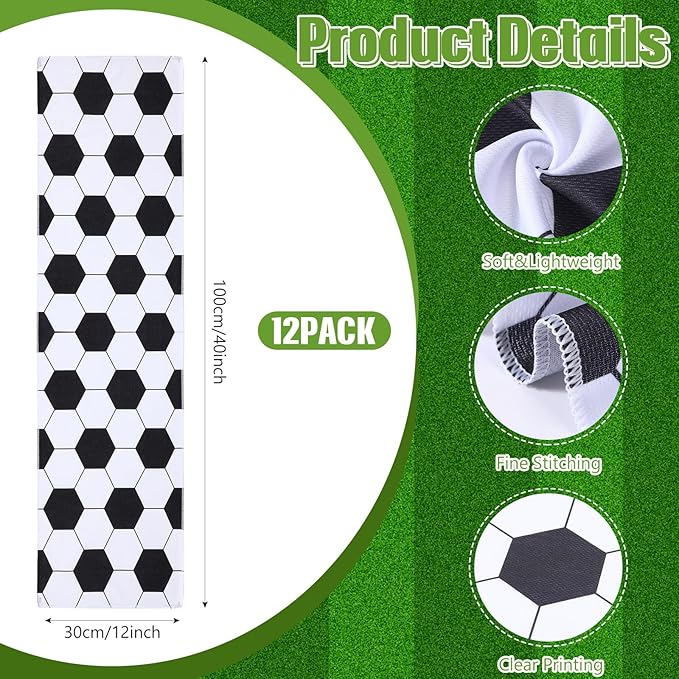 24 Pcs Sport Party Favors Include 12 Pcs 20 oz Plastic Soccer Football Basketball Water Bottles Bulk 12 Pcs 40"x12" Softball Baseball Cooling Towels for Soccer Sport Team Gift