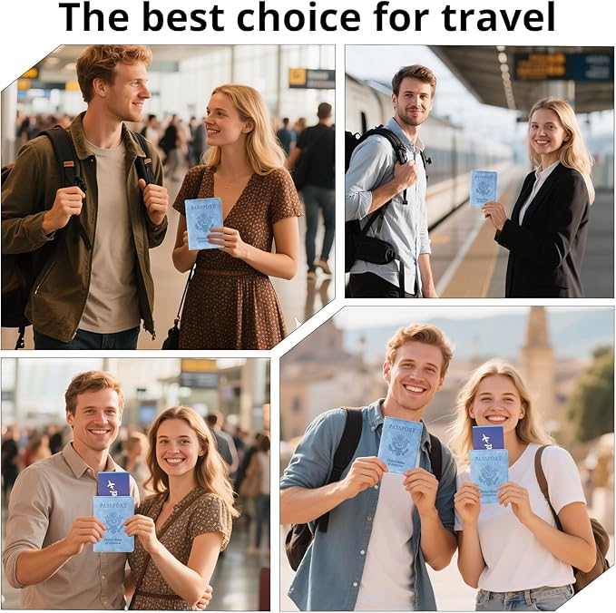 Passport Holder for Travel Essentials,RFID Blocking Passport Cover Wallet Card Case for Women and Men (Blue)