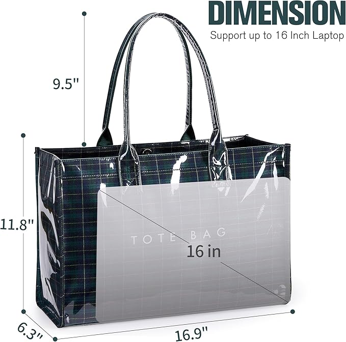 KALIDI PVC Tote Bag Women’s Kraft Paper Work Handbags Purses with Top Handle