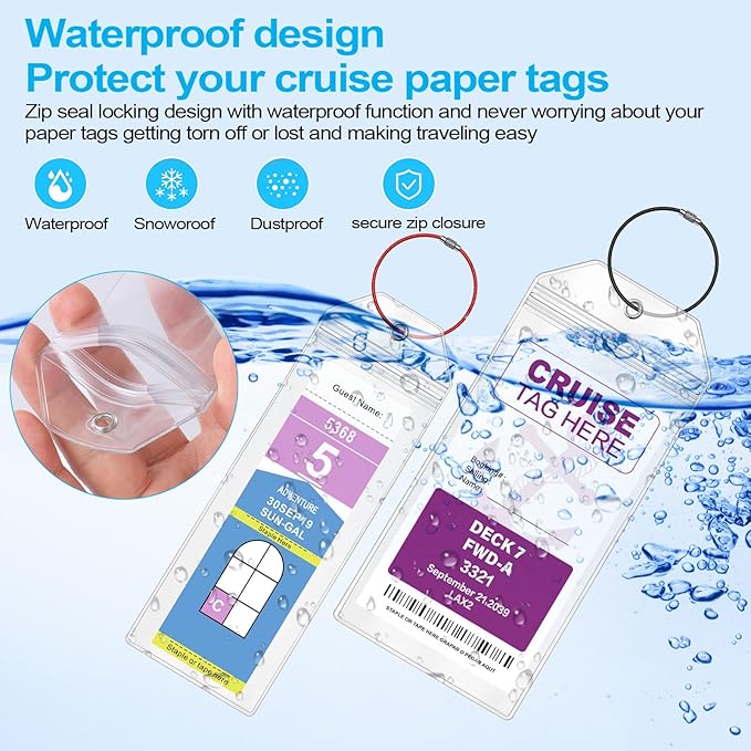 6 Pack Clear Cruise Luggage Tags for Royal Caribbean and Celebrity, Carnival, MSC, Costa, NCL & Princess Cruise Ships, Must-Have Cruise Travel Essentials for 2026-2027