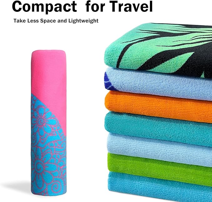cabanana Microfiber Beach Towels Oversized - Quick Dry Beach Towels, Lightweight Soft for Travel, Large Size 70x35 Pool Towel Beach Essentials (Flamingo Pink)