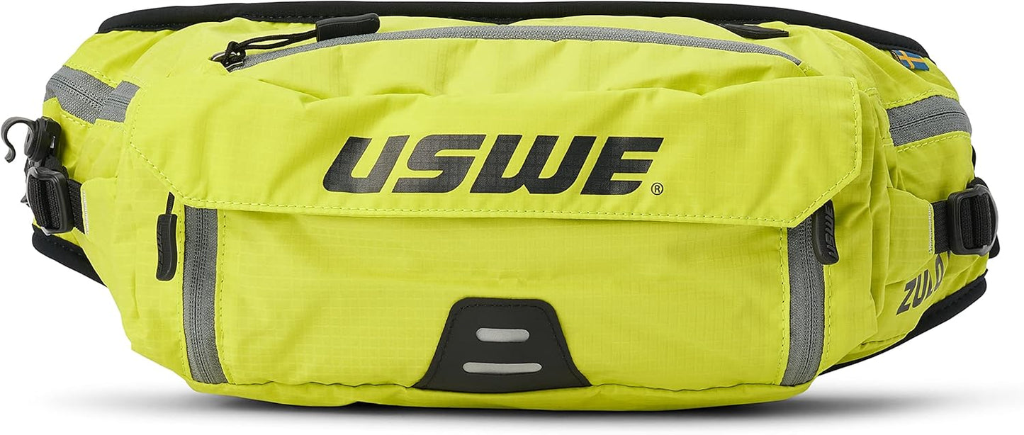 USWE Zulo Hydration Hip Pack - with Organizer and Side Pockets, Bounce Free Hip Belt (6L, Yellow)