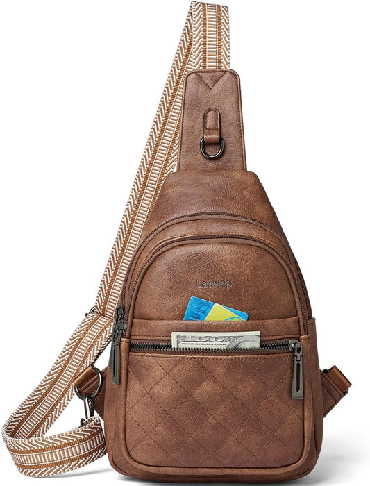 Sling Bag For Women Fanny Pack Crossbody Travel Shoulder Belt Bags Tote Backpack Purse Faux Leather