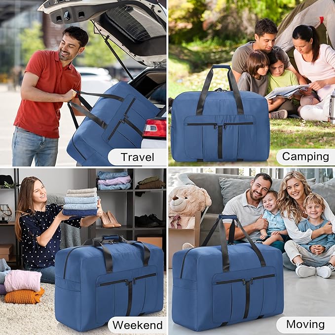 Large Duffel Bag for Travel, Foldable Storage Bag for Traveling, Collapsible Duffle Bag (Blue, 110L)