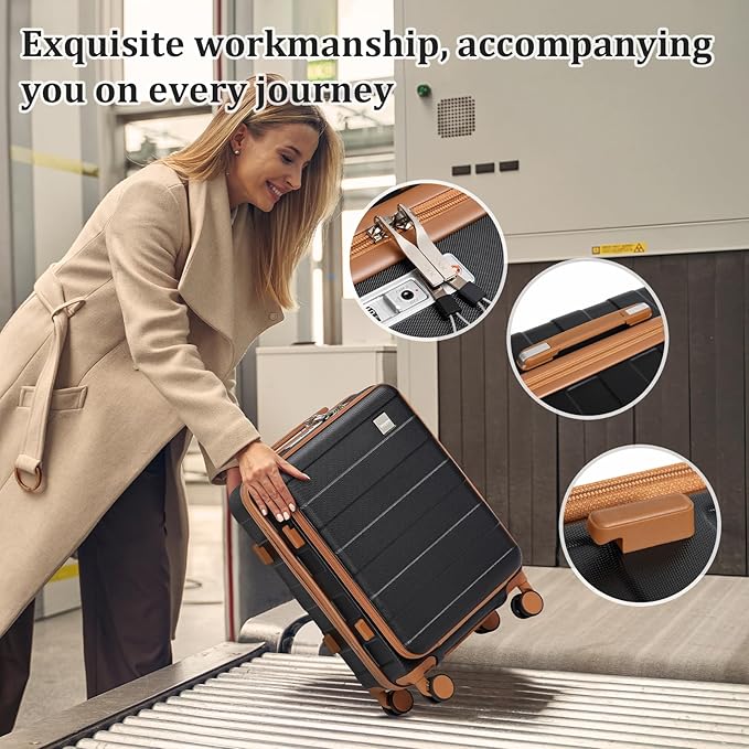imiomo Carry on Luggage Airline Approved with TSA Lock, Hard Shell 20 Inch Travel Carry-on Suitcase with Spinner Wheels and Charging Port, Black