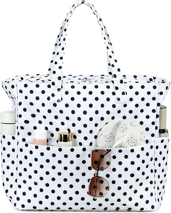 LEDAOU Large Beach Bag Women Waterproof Sandproof Zipper Beach Tote Pool Bag for Swim Gym Grocery Travel with Wet Pocket | Waterproof, Sandproof, Zipper, Pool, Gym, Grocery