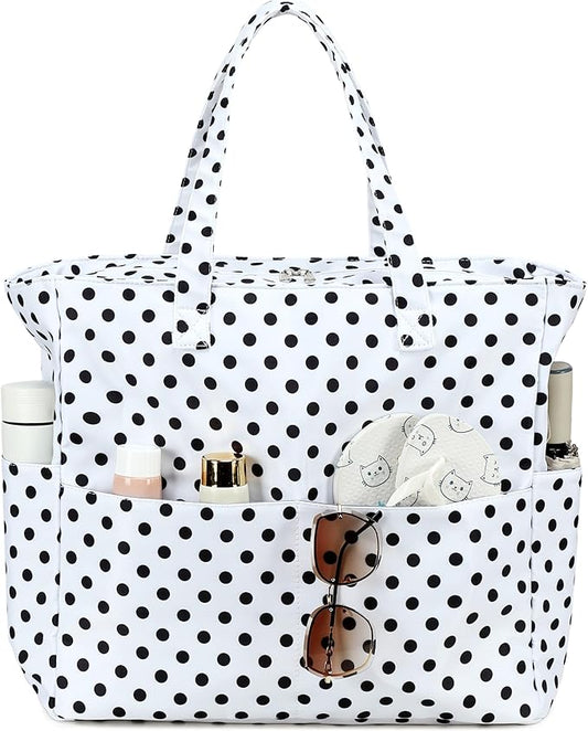 LEDAOU Large Beach Bag Women Waterproof Sandproof Zipper Beach Tote Pool Bag for Swim Gym Grocery Travel with Wet Pocket | Waterproof, Sandproof, Zipper, Pool, Gym, Grocery