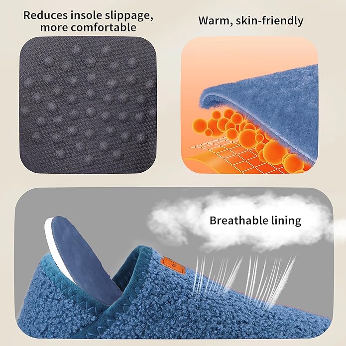 Women's Men's Fuzzy Fur Slippers Casual House Shoes Non Slip Barefoot Slipper Socks Warm Closed Back Indoor Outdoor Shoes