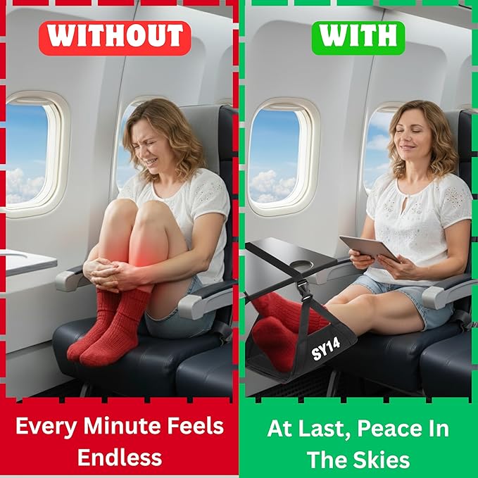 Premium Wheelchair Footrest Hammock Anti Squeeze Leg Rest for Wheelchair Foot Hammock for Plane Travel Wheelchair Foot Sling Replacement Adjustable Wheel Chair Essential Accessories Under Desk Gift
