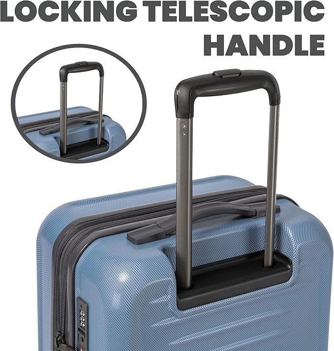 Spyder Rails Expandable Hardside Upright Suitcase with 360° Spinner Wheels, TSA Approved Lock (Denim, Large Checked)