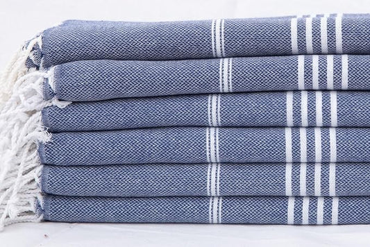 HAVLULAND Turkish Beach Towels Pack 4 – Oversized, Quick-Dry & Sand-Free | Lightweight, Absorbent Bath Towels for Travel, Pool, Vacation & Beach Blanket | 40” x 72” Bulk Set – Navy