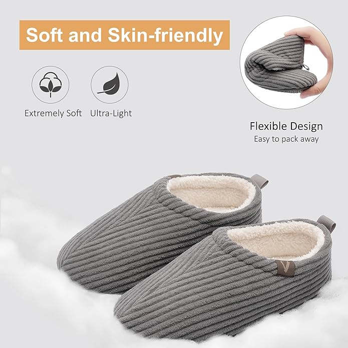 Women’s Fuzzy Memory Foam Slippers with Cozy Curly Fur and Warm Fleece Lining Closed Back Non-Slip House Shoes Lightweight Soft Comfy Indoor Bedroom Slippers