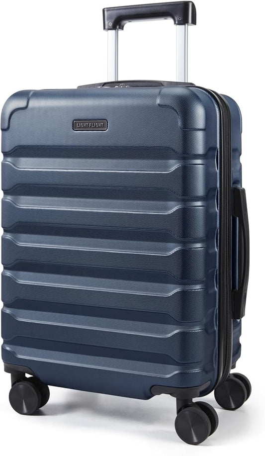 LIGHT FLIGHT Carry On Luggage 22x14x9 Airline Approved, Expandable Carry On Suitcases with Wheels, Lightweight Luggage, Durable Hard Shell 20 Inch Rolling Suit Case for Men Women Travel, Dark Blue