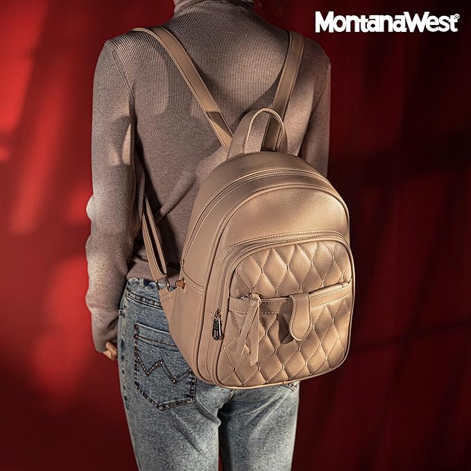 Montana West 3Pcs Anti Theft Backpack Purse for Women Small Quilted Backpack Set
