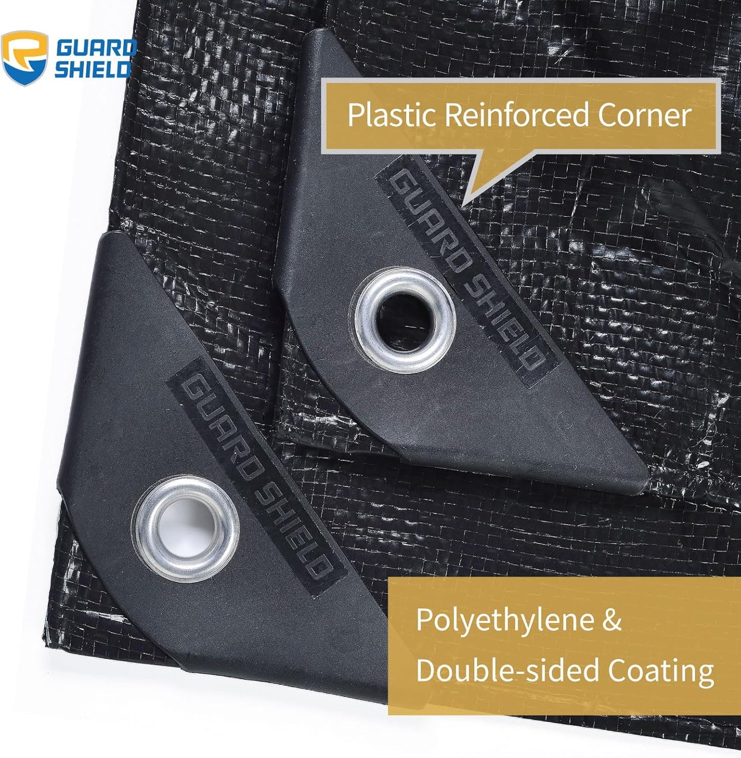 GUARD SHIELD Black Tarp 12x20 Feet Waterproof Tarps Lightweight Camping Tarp Outdoor Multi Purpose Poly Cover 6mil