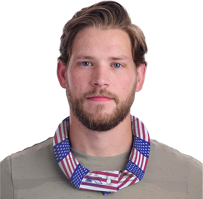 KOOLGATOR Evaporative Cooling Neck Wrap – Reusable Neck Cooler with Long Lasting Relief During Hot Weather Activities, Sports, & Outdoor Work, USA Flag, 1 Pack