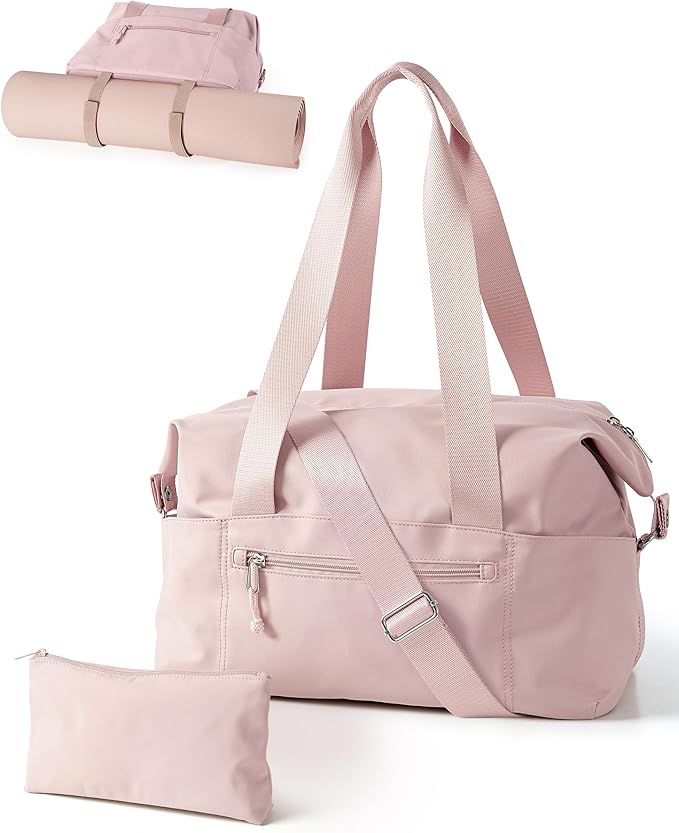 Smasrob Small Gym Bag with Yoga Mat Holder, Wet Pocket and a Separate Pouch, Small Gym Duffle Bag for Women with Detachable Crossbody Shoulder Strap