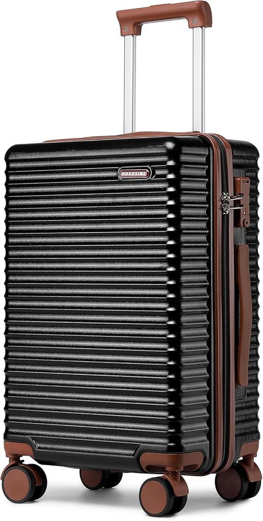 20-Inch Carry on Luggage,Carry-on Suitcase with Spinner Wheels and TSA Lock, 22x14x9 Airline Approved,Hardside Lightweight Travel Carry-on Luggage,Small Rolling Luggage (Black, 20 IN)