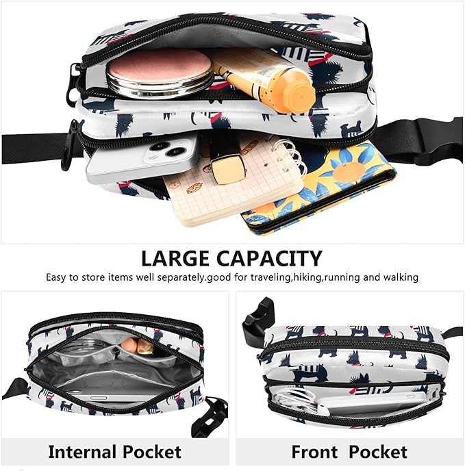 Kawaii Schnauzer Dog Fanny Pack for Women Men Water Resistant Fashion Waist Packs with Adjustable Strap Belt Bag for Travel Workout Jogging Hiking 21219257
