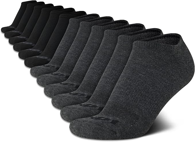 AND1 Mens No Show Socks - 12 Pack Performance Stretch Athletic Compression Socks for Men - Sports Low Cut Socks (6-12.5)