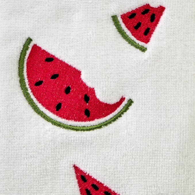 SKL Home Tossed Watermelons Hand Towel 2pc Set for Bath/Kitchen/Bar & Gift, Optic White