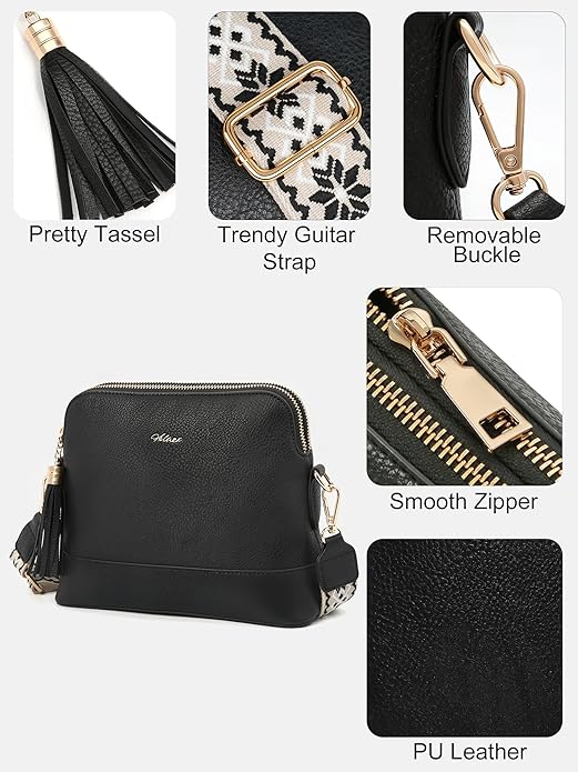 Women's Leather Crossbody Bags Anti Theft Purses RFID Blocking Handbags Trendy Travel Adjustable Strap Tassel