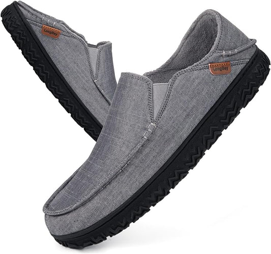 LongBay Men's Moccasin Slippers Comfy Warm Memory Foam House Shoes Winter for Indoor Outdoor