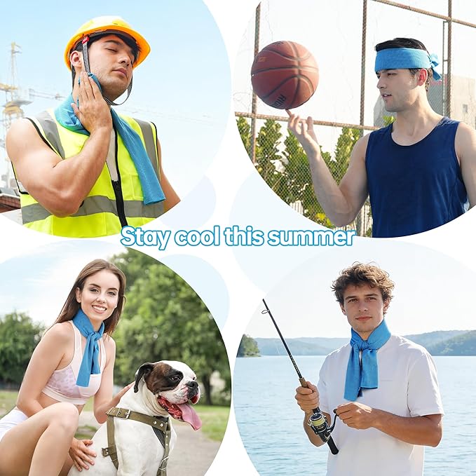 Dual-Action Cooling Neck Wraps, 37”x12” Cooling Towel + 220g Gel Sheet, Neck Coolers for Hot Weather, Ice Pack, Washable Gym Towel