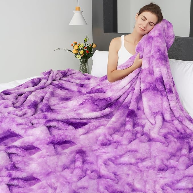 MUGD Big Blanket Fuzzy Soft Cozy Purple Throw Blanket Throw Blanket for Bed Queen Size