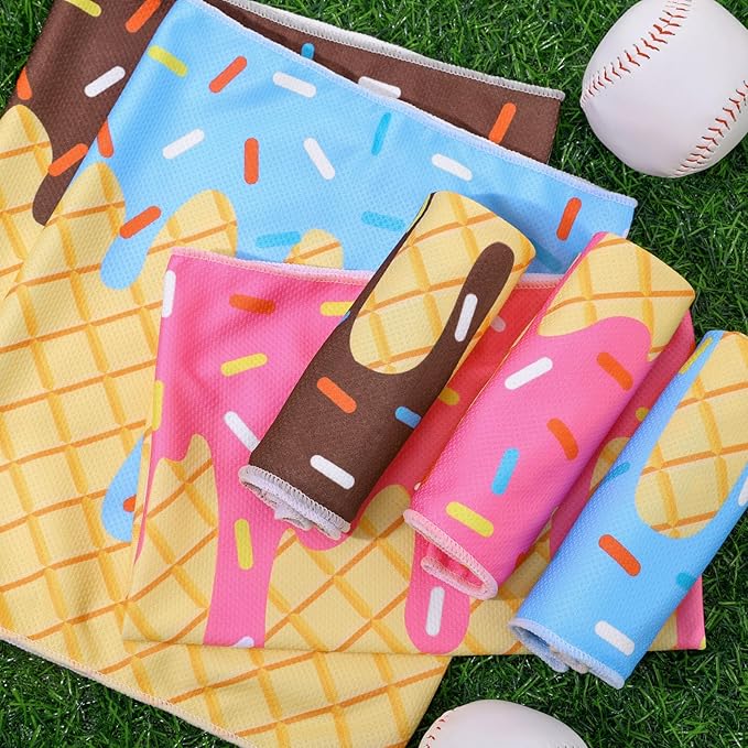 Booson 12 Pcs Baseball Drip Cooling Towels 40"x12" Cream Baseball Ice Towel Party Favors for Boys Girls Player Coach Sport Team Gifts Stuffer