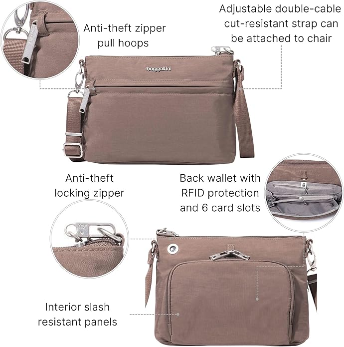 Baggallini womens Securtex Anti-theft Memento Crossbody Bag