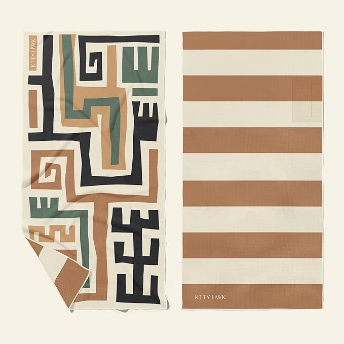 Premium Sand-Free Beach Towel, Hidden Zipper Pocket Spacious 6ft x 3ft, Quick-Dry, Packable, Cavas Tote Included! (Nazca)