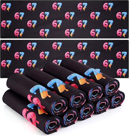 12 Pcs Six Seven Ice Cream Drip Cooling Towel 40"x12" Swim Pool Towel Cooling Baseball Softball Team Gift Youth Gift for Hot Weather Workout Gym Sport Party Favors (67 Ice Cream)