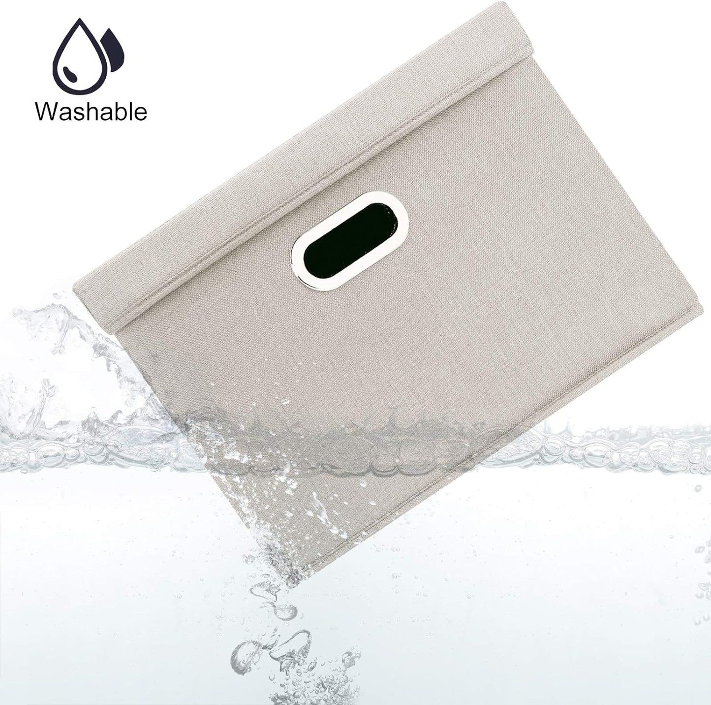 TYEERS Collapsible Storage Bins With Lids, Large Fabric Storage Boxes - 2 Pack - Beige