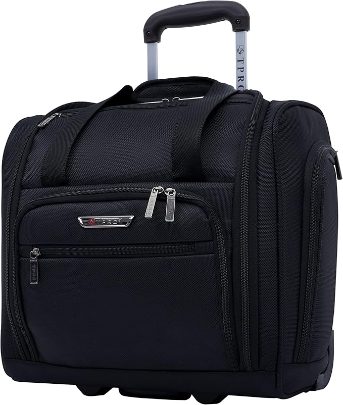 TPRC 15" Smart Underseat Carry-On Luggage with USB Charging Port, Black