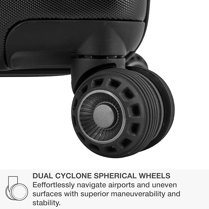 Traveler's Choice Archer Polycarbonate Hardside Spinner Luggage Set, Tie Down Straps, Black, Carry-On 21-Inch