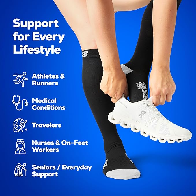 SB SOX Lite Compression Socks for Men & Women (15-20mmHg) – Best Compression Socks for Travel, Sports, and Daily Wear - XXL Sizes too!