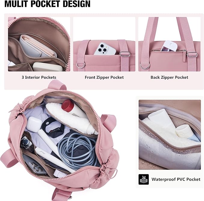 ROULENS Small Gym Bag for Women 2 Set Mini Gym Duffle Bag with Wet Compartment and Coin Wallet, Gym Tote Bag for Workout/Sport/Travel