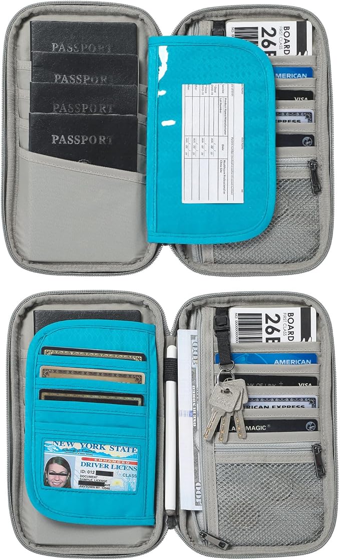 VanFn RFID Travel Passport Wallet, Family Passport Holder, Trip Document Organizer P.Travel Series