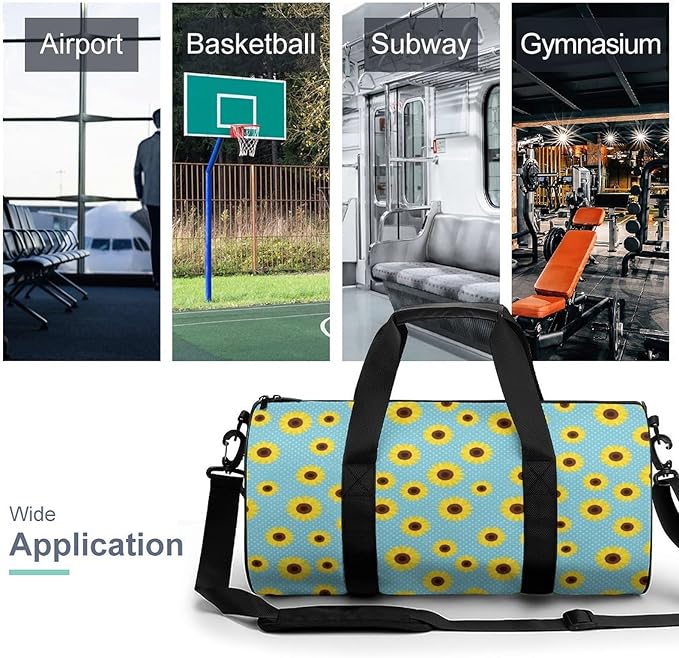 Gym Sports Travel Workout Bag Sunflower Blue Dance Yoga Gymnastics Bag Basketball Football Weekender Bags for Men Women