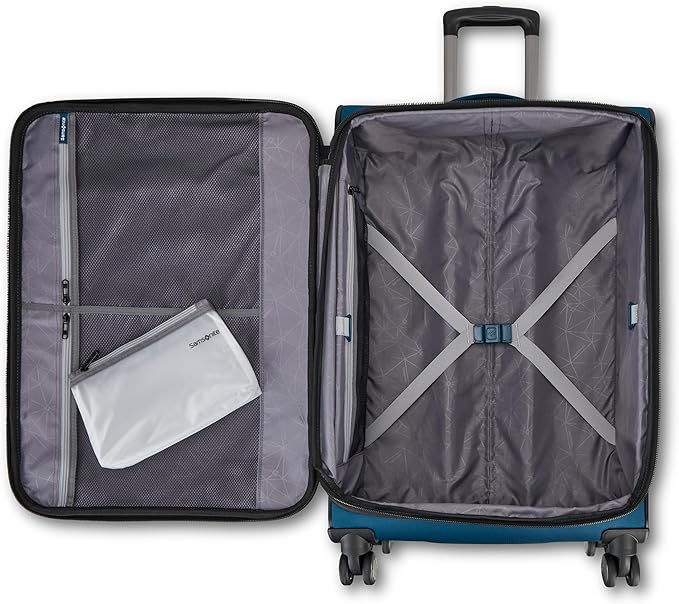 Samsonite Ascella 4 Large Checked Suitcase - Cerulean Blue