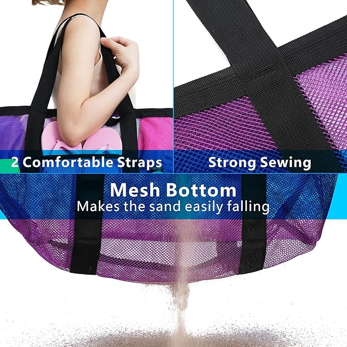 F-color Mesh Beach Bag Family - Large Tote Bag for Cruise Pool Toys Beach Vacation Essentials