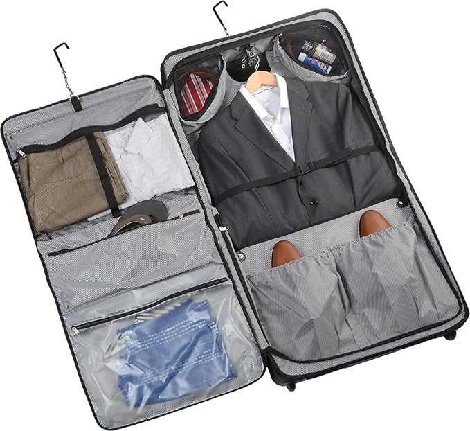 WallyBags® Solutions Rolling Garment Bag, Multiple Hangers and Made for Men and Women