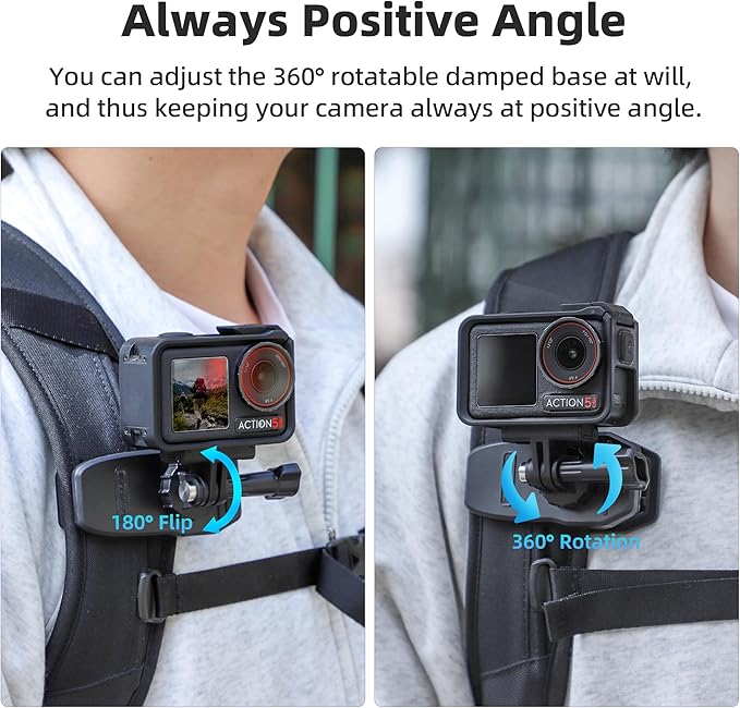 Strong Magnetic Mount, 360° Rotating Backpack Clip Car Sun Visor Mount for DJI Osmo Nano GoPro Action Camera Accessories for Hero 13 12 11 10 Insta360 X5 X4 X3 Ace Pro 2 DJI Action 6 5 Pro 4 3 Pocket